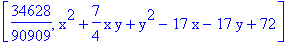 [34628/90909, x^2+7/4*x*y+y^2-17*x-17*y+72]
